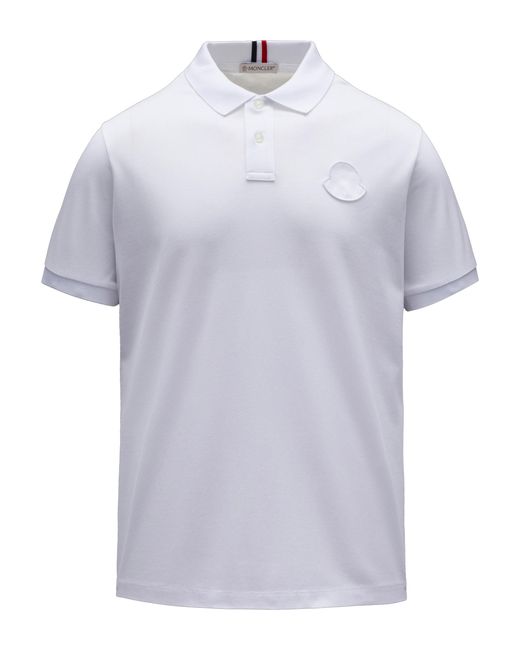 Moncler Polo Shirt With Embroidered Logo Profile in White for Men | Lyst