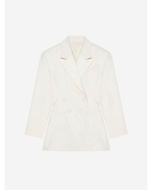Givenchy White Pleated Wool Blazer
