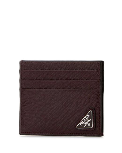 Prada Purple Saffiano Leather Card Holder for men