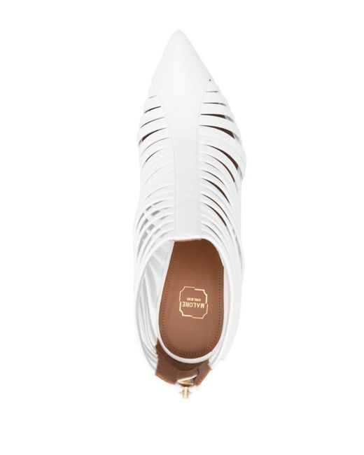 Malone Souliers White Caged Pointed-toe 100mm Leather Pumps