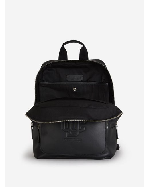 DSquared² Black Logo Leather Backpack for men