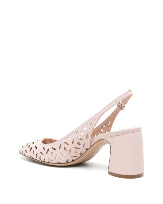 EA7 Pink Perforated Leather Slingback Pumps
