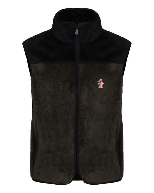 Moncler Black Padded Fleece Gilet for men