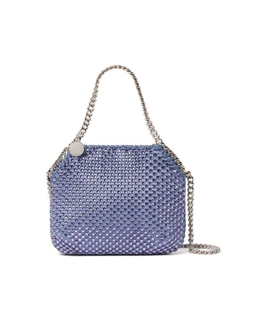 Stella McCartney Blue Falabella Mini Crystal-Embellished Tote Bag