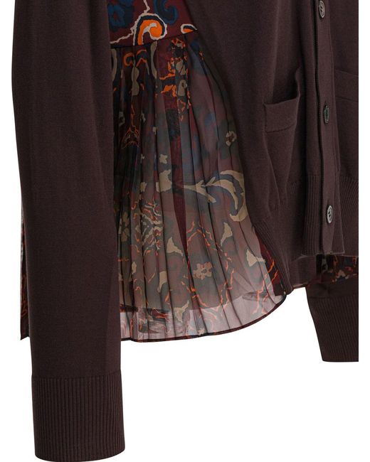 Sacai Black Cardigan With Floral Print