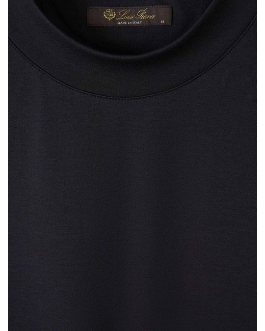 Loro Piana Black Plain Cotton T-Shirt for men