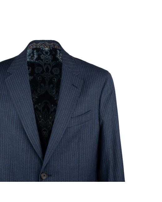 Etro Blue Pinstripe Wool Suit for men