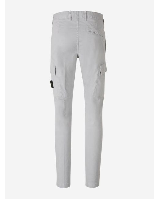 Stone Island Gray Stretch Cargo Pants for men