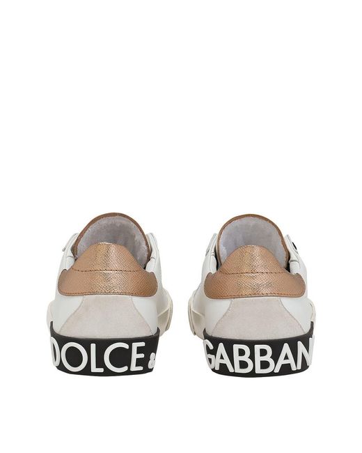 Dolce & Gabbana White Portofino Vintage Leather Sneaker
