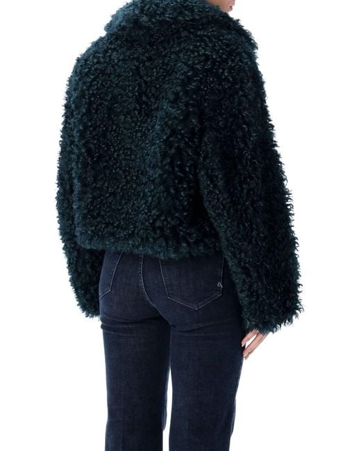 Stand Studio Blue Samara Curly Faux Fur Jacket