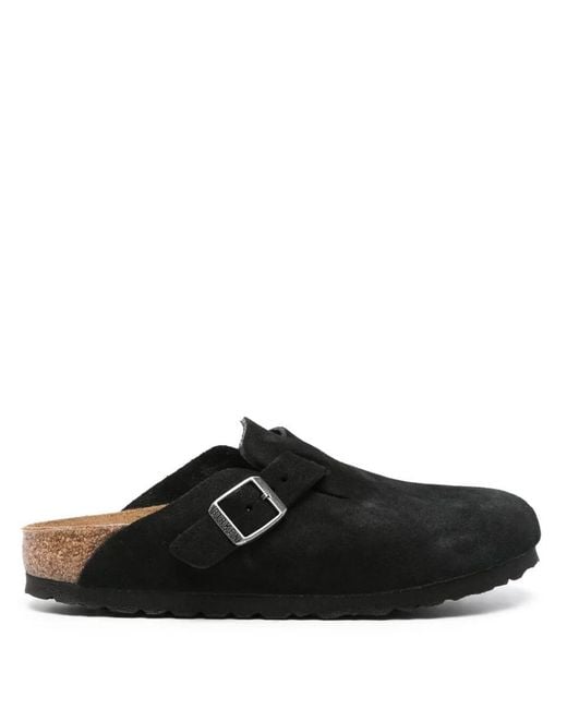 Birkenstock Black Boston Suede Mule Shoes