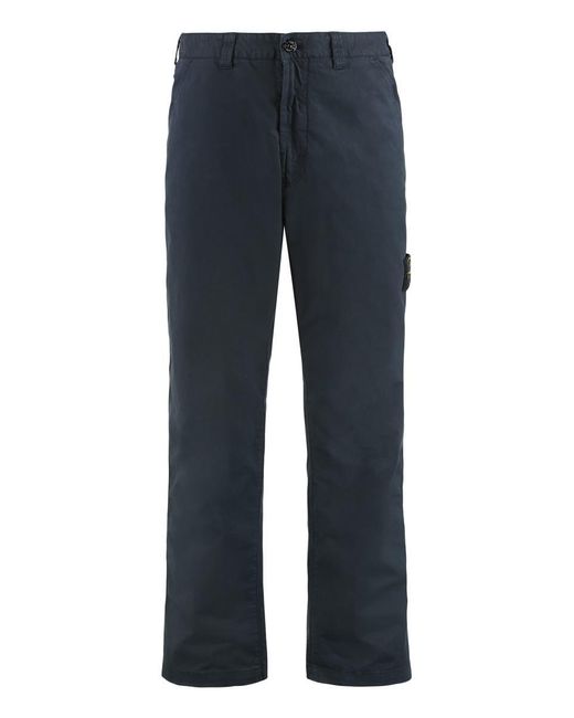 Stone Island Blue Straight Trousers for men