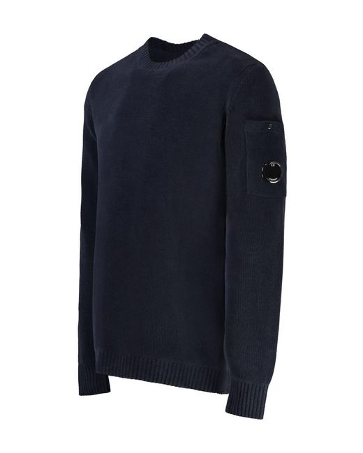 C P Company Blue Cotton Crew-Neck Sweater for men