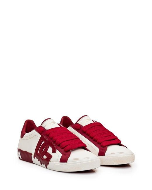 Dolce & Gabbana Red Portofino Vintage Sneaker for men