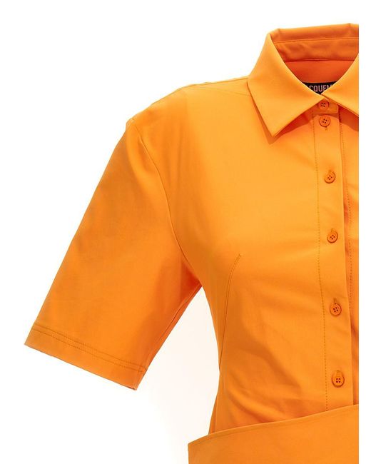 Jacquemus Orange La Robe Camisa Dresses