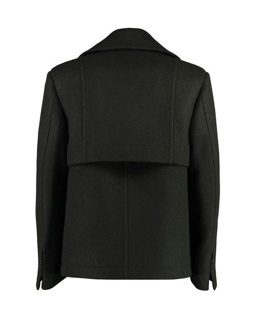 Bottega Veneta Black Double-breasted Wool Coat for men