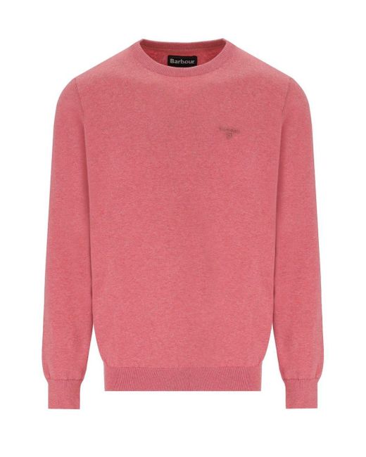 Barbour Pink Clay Crewneck Jumper for men