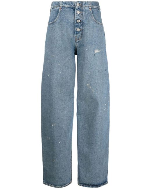 MM6 by Maison Martin Margiela Blue Wide-leg Denim Cotton Jeans