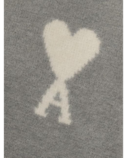 AMI Gray Ami Alexandre Mattiussi Grey Wool Cardigan for men