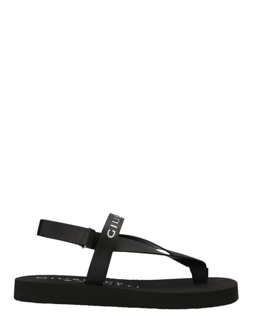 Giuseppe Zanotti Black Logo-print Thong-strap Sandals for men
