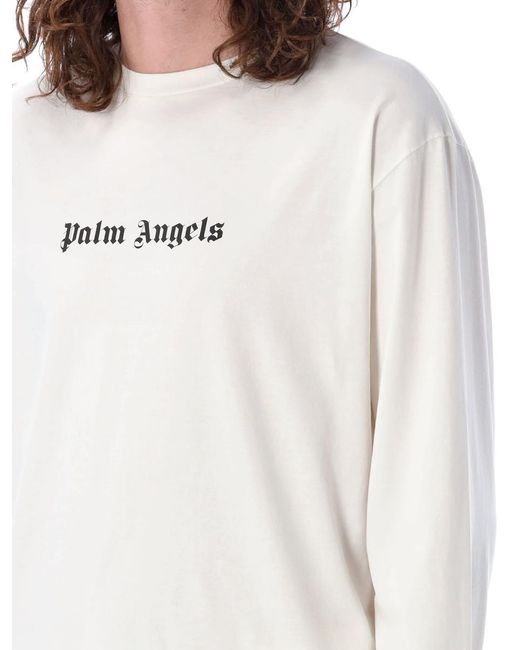 Palm Angels White Logo L/s Tee for men