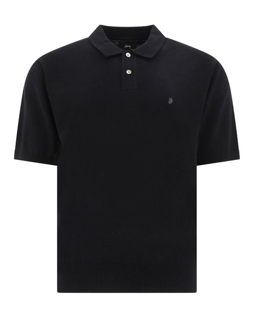 Stussy Cotton Knitted Polo Shirt in Black for Men Lyst