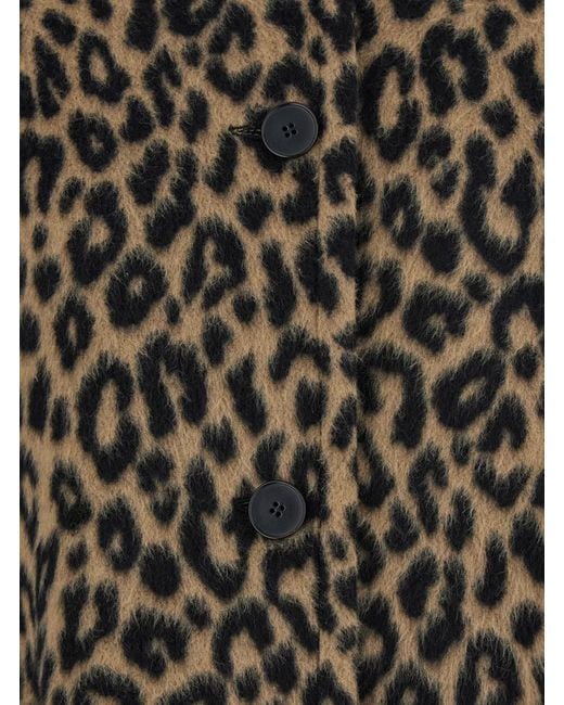 Federica Bonifaci Brown Coat With Wide Collar And All-Over Leopard Print