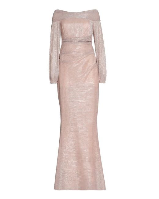 Talbot Runhof Pink Lurex Draped Dress