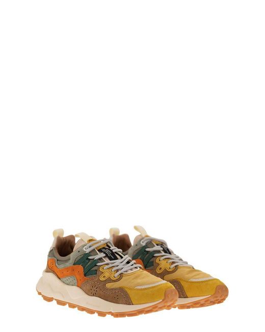 Flower Mountain Orange Yamano 3 - Sneakers In Suede And Technical Fabric for men