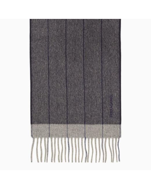 Ferragamo Gray Scarf With Fringes for men