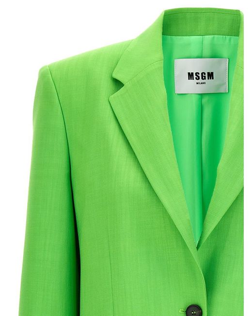MSGM Green Single-breasted Blazer Blazer And Suits