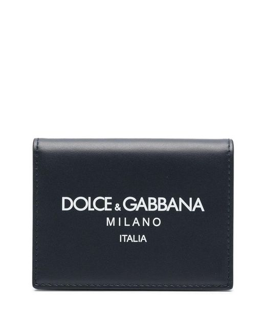 Dolce & Gabbana Blue Leather Wallet With Logo Print for men
