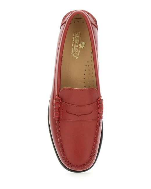 Sebago Red 'Danielle Pop' Loafers With Bevelled Toe And Low Stacked Heel