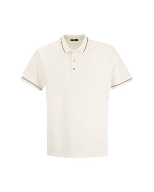 Peserico White Cotton Piqué Polo Shirt for men