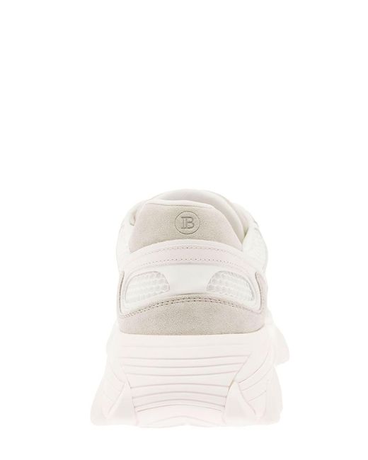 Balmain White 'B-East' Trainers With Mesh And Suede Inserts for men