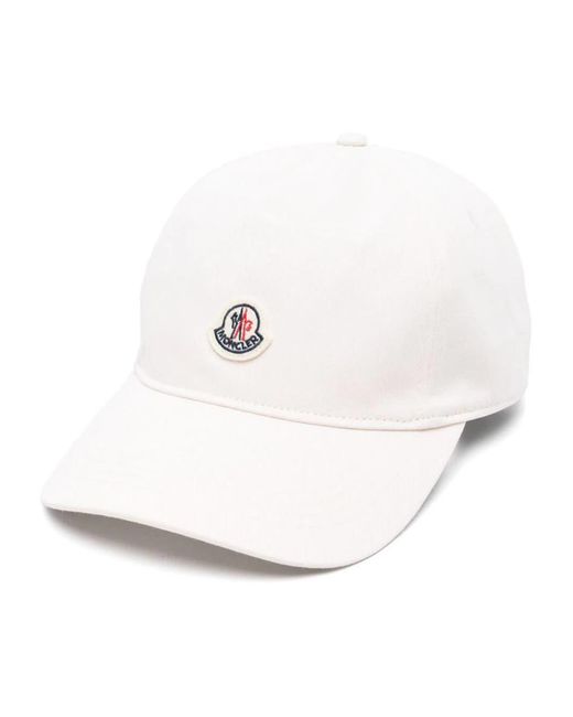 Moncler White Logo-Patch Cotton Baseball Hat