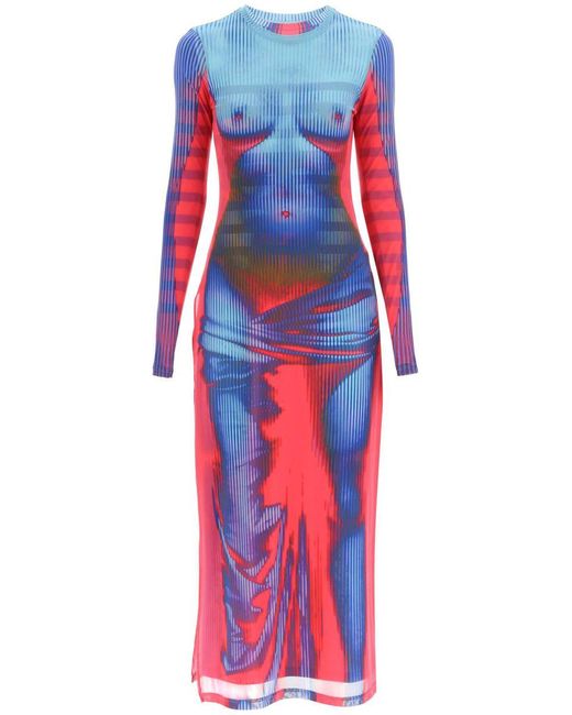 Y. Project Multicolor X Jean Paul Gaultier Body Morph Mesh Maxi Dress