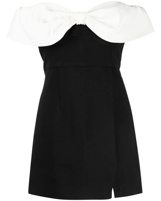 Self-Portrait Black Minidress With Off-The-Shoulder And Bow Edges