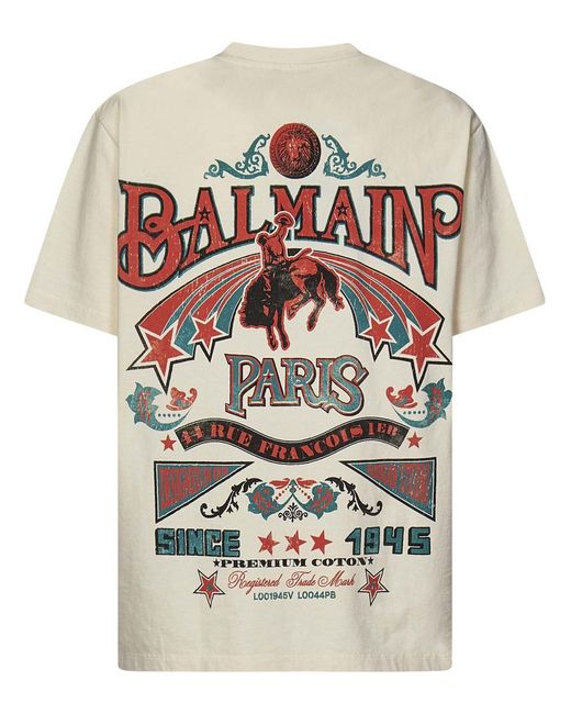 Balmain Natural Balmain Iconic Western T-Shirt for men