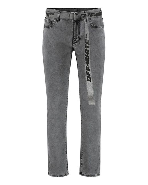 Off-White c/o Virgil Abloh Gray Off- Belted Skinny Jeans for men