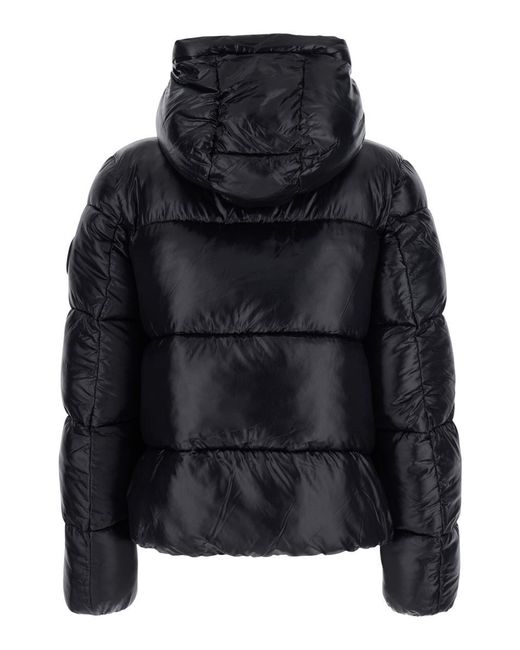 Save The Duck Black 'Biddy' Down Jacket With Hood And Logo On The Sleeve