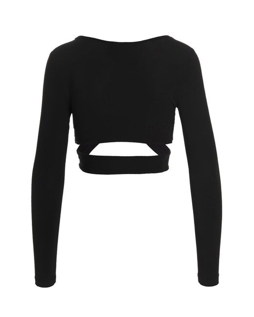 Atlein Black Crossed Cropped Top