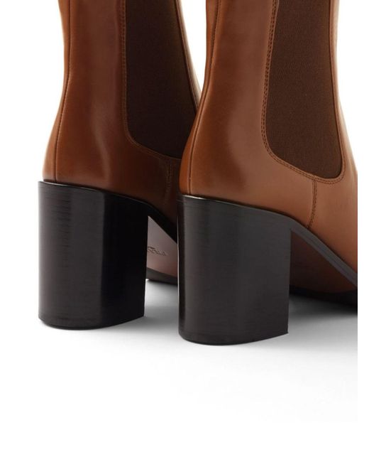 Prada Brown Brushed Leather 85mm Ankle Boots
