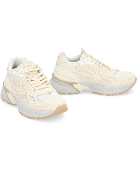 Palm Angels Natural Leather And Fabric Low-Top Sneakers