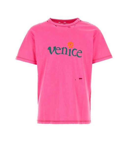 ERL Pink Fluo Cotton Blend T-Shirt