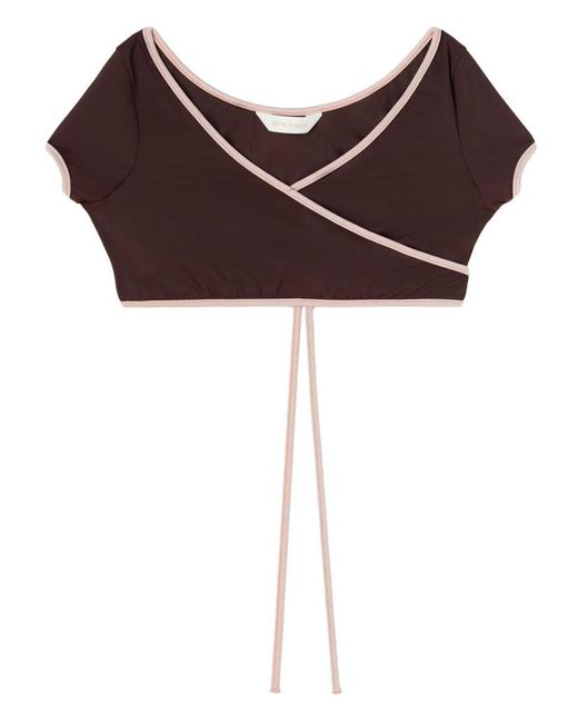 Palm Angels Red Cap-Sleeves Bikini Top