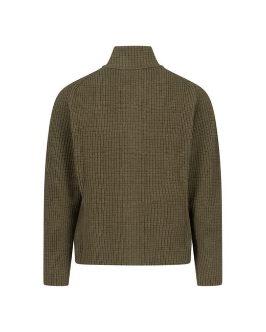 C P Company Green Full-Zip Wool Blend High Collar Sweater for men