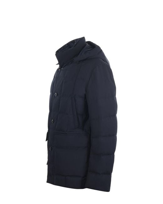 Fay Blue Canvas Down Jacket for men