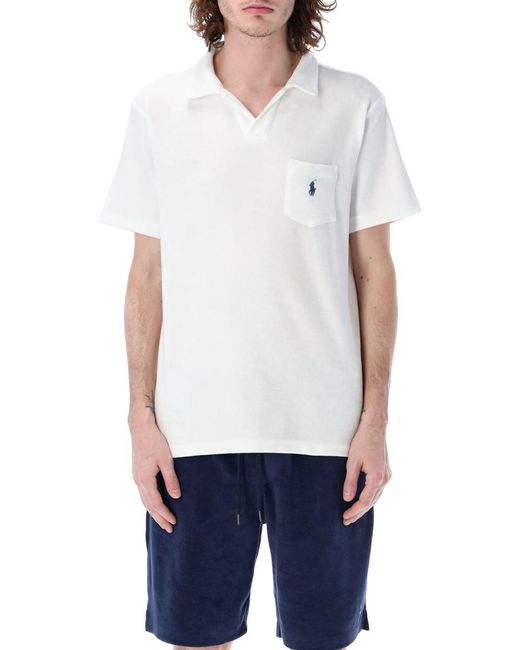 Polo Ralph Lauren White Terry Polo Shirt With Pocket for men