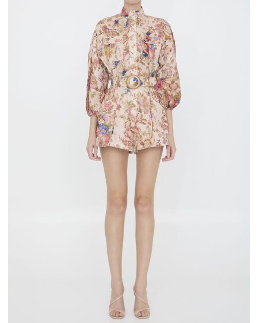 Zimmermann Natural August Panelled Playsuit
